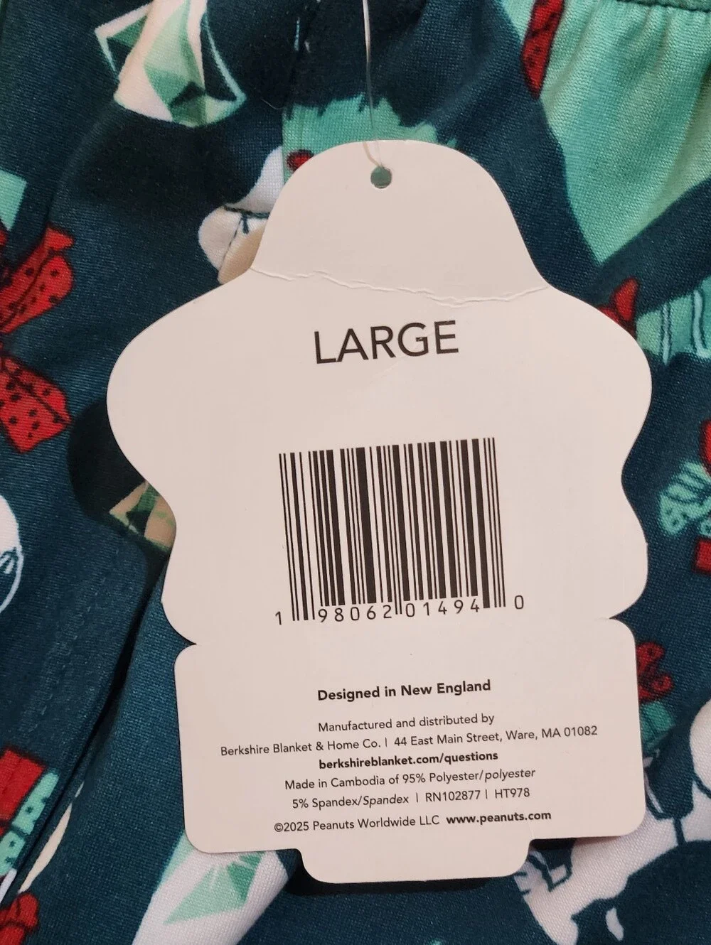 Peanuts Women's Teal & Red Snoopy Holiday Pajama Bottoms Size Large